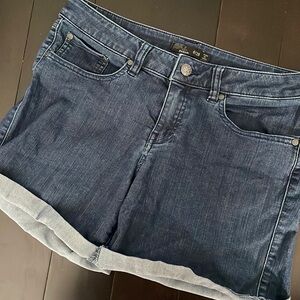 PRANA- stretchy dark denim shorts (28)